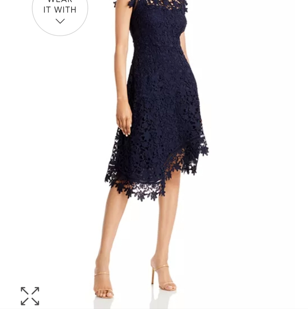Eliza J floral navy asymmetrical lace dress size 4